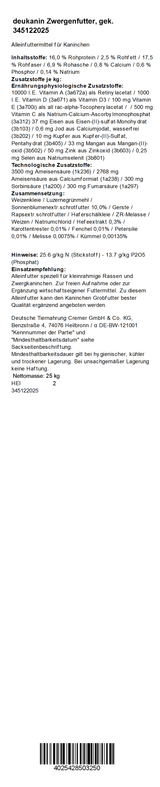 deukanin Zwergenfutter, 25 kg