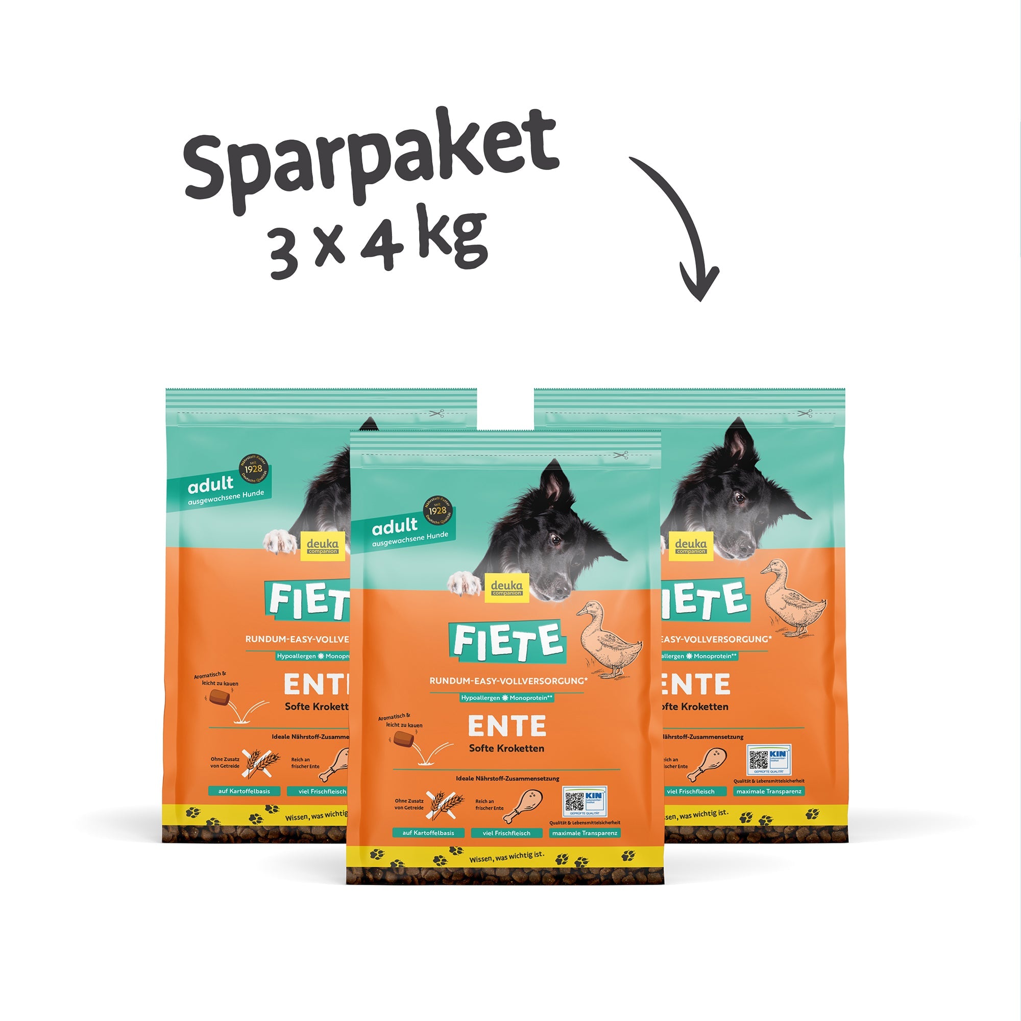 FIETE Adult Soft Ente | 3 x 4 kg Sparpaket
