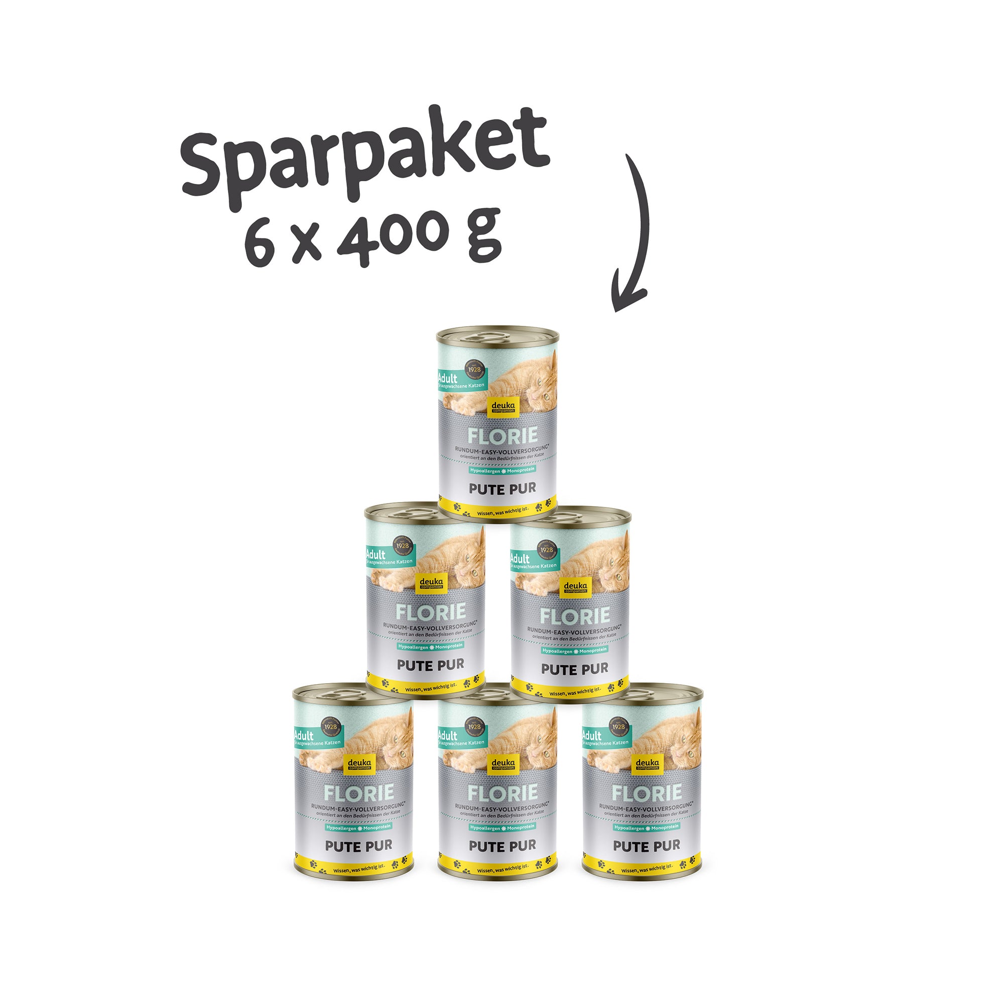 7 € sparen: FLORIE Adult Pute, 6 x 400 g