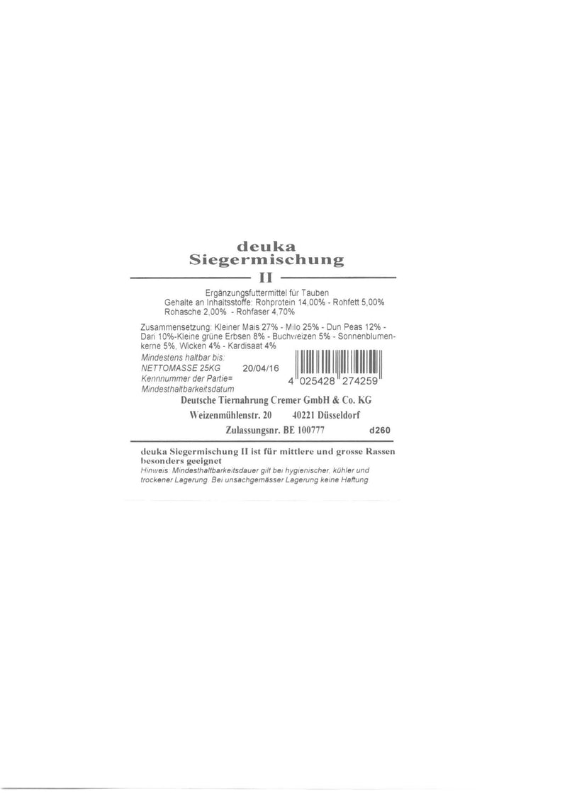 deuka Siegermischung II, 25 kg