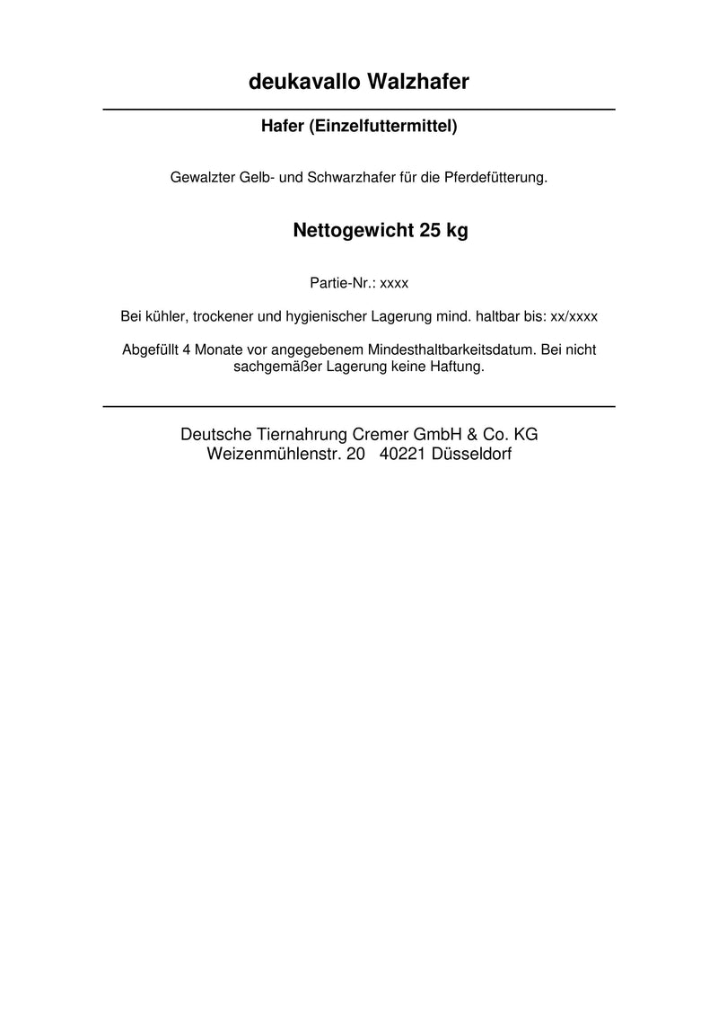 deukavallo Walzhafer, 25 kg